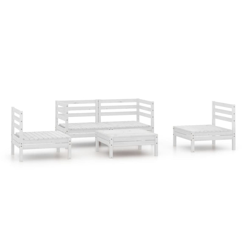 5 Piece Garden Lounge Set White Solid Pinewood Payday Deals