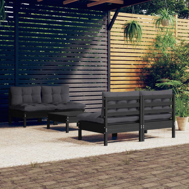 5 Piece Garden Lounge Set with Anthracite Cushions Pinewood Payday Deals