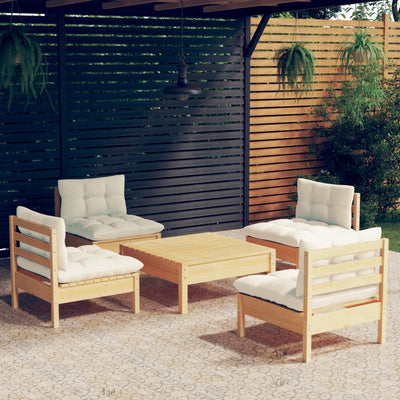 5 Piece Garden Lounge Set with Cream Cushions Pinewood Payday Deals