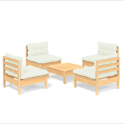 5 Piece Garden Lounge Set with Cream Cushions Pinewood Payday Deals