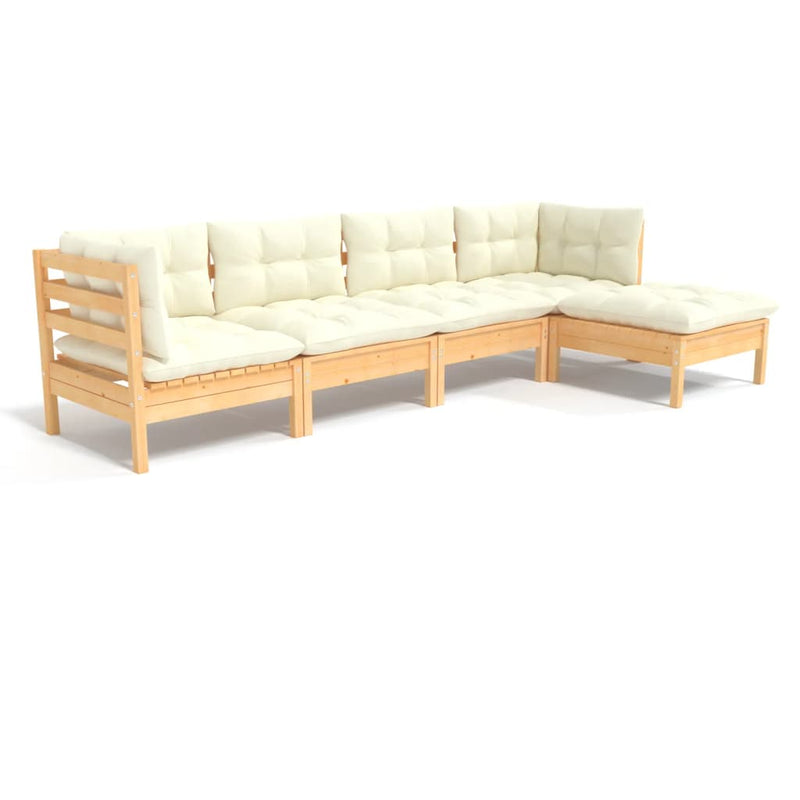 5 Piece Garden Lounge Set with Cream Cushions Pinewood Payday Deals