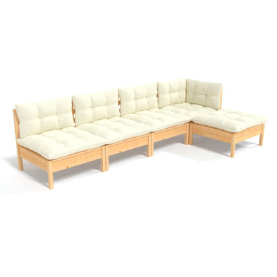 5 Piece Garden Lounge Set with Cream Cushions Pinewood Payday Deals