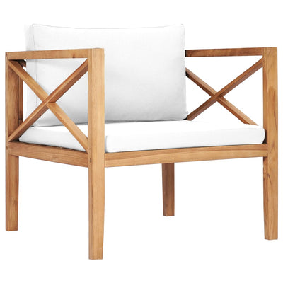 5 Piece Garden Lounge Set with Cream Cushions Solid Teak Wood Payday Deals