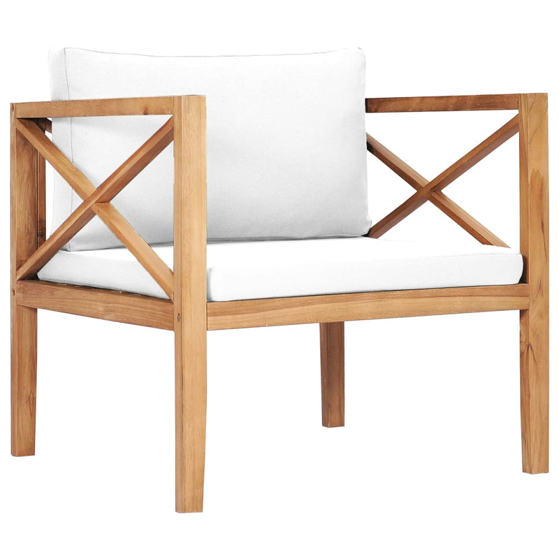5 Piece Garden Lounge Set with Cream Cushions Solid Teak Wood Payday Deals