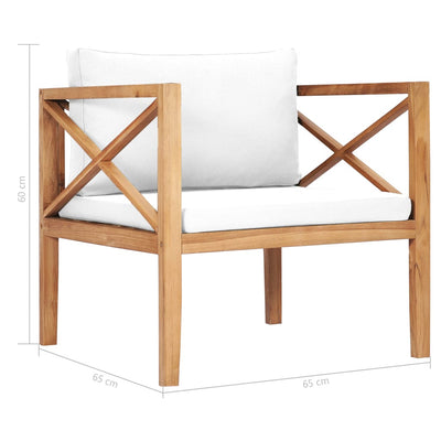 5 Piece Garden Lounge Set with Cream Cushions Solid Teak Wood Payday Deals