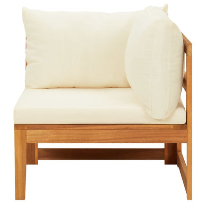 5 Piece Garden Lounge Set with Cream White Cushions Acacia Wood Payday Deals