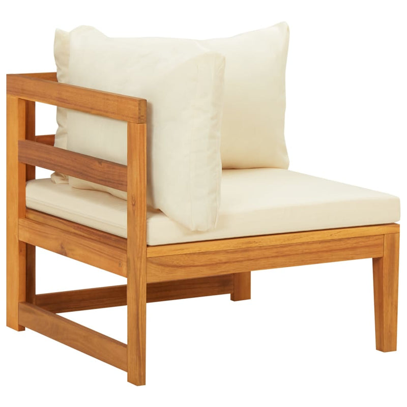 5 Piece Garden Lounge Set with Cream White Cushions Acacia Wood Payday Deals