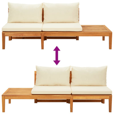 5 Piece Garden Lounge Set with Cream White Cushions Acacia Wood Payday Deals