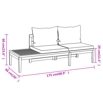 5 Piece Garden Lounge Set with Cream White Cushions Acacia Wood Payday Deals