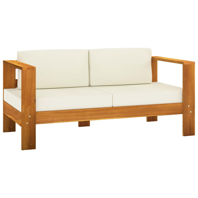 5 Piece Garden Lounge Set with Cream White Cushions Acacia Wood Payday Deals