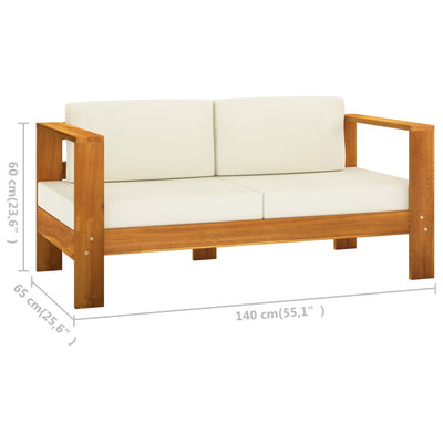 5 Piece Garden Lounge Set with Cream White Cushions Acacia Wood Payday Deals