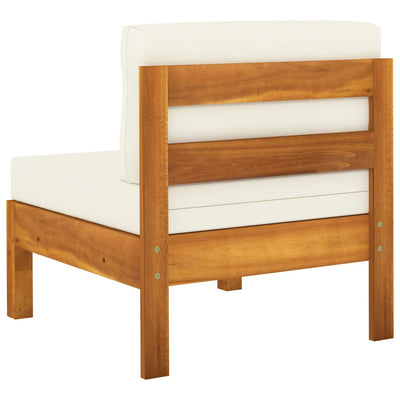 5 Piece Garden Lounge Set with Cream White Cushions Acacia Wood Payday Deals