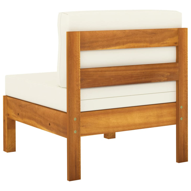 5 Piece Garden Lounge Set with Cream White Cushions Acacia Wood Payday Deals