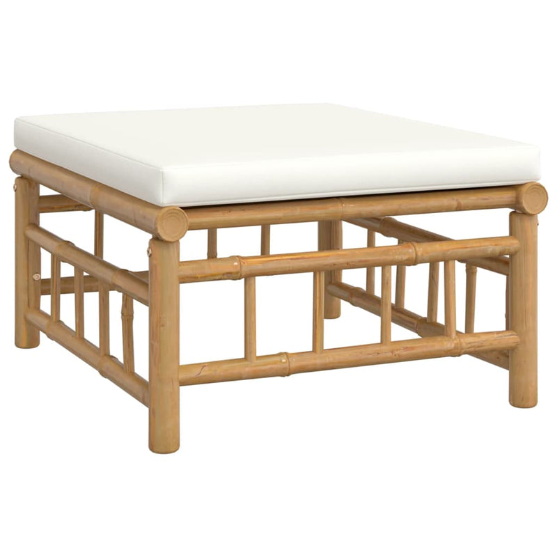 5 Piece Garden Lounge Set with Cream White Cushions  Bamboo Payday Deals