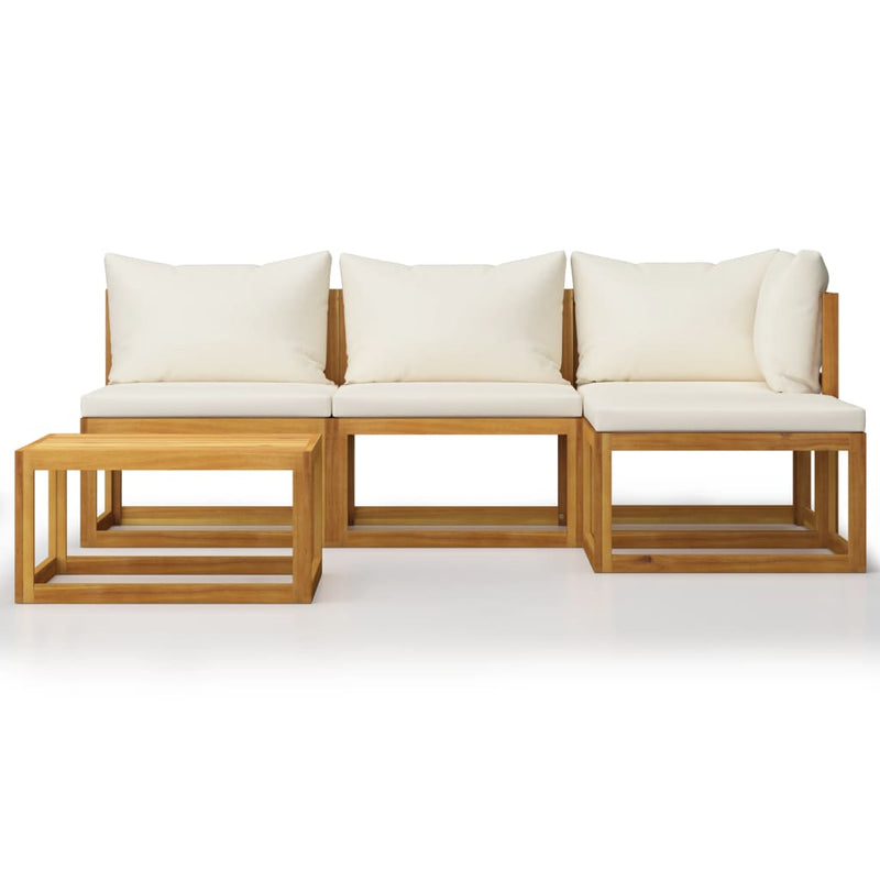 5 Piece Garden Lounge Set with Cushion Cream Solid Acacia Wood Payday Deals