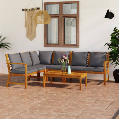 5 Piece Garden Lounge Set with Cushion Solid Acacia Wood