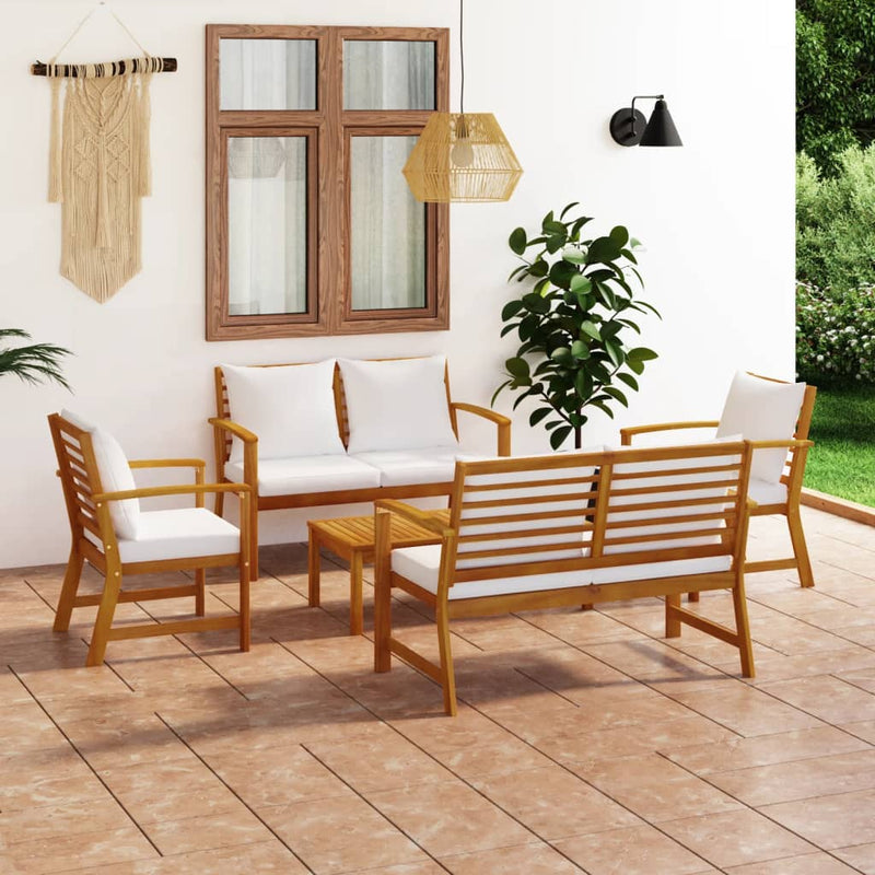 5 Piece Garden Lounge Set with Cushion Solid Acacia Wood Payday Deals