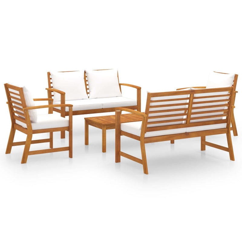 5 Piece Garden Lounge Set with Cushion Solid Acacia Wood Payday Deals