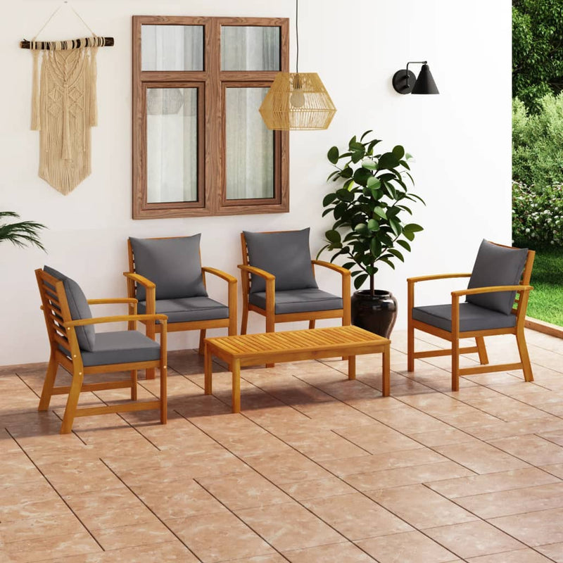 5 Piece Garden Lounge Set with Cushion Solid Acacia Wood Payday Deals