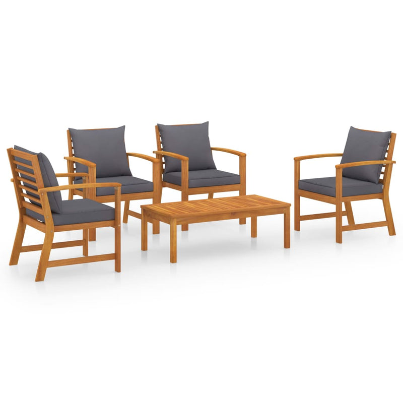 5 Piece Garden Lounge Set with Cushion Solid Acacia Wood Payday Deals