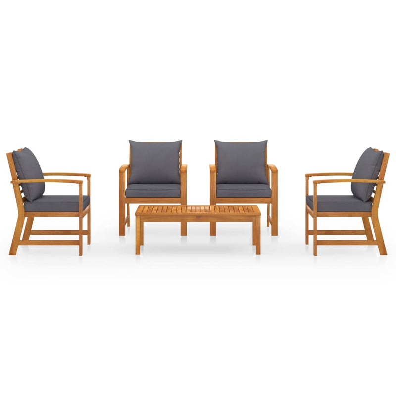 5 Piece Garden Lounge Set with Cushion Solid Acacia Wood Payday Deals
