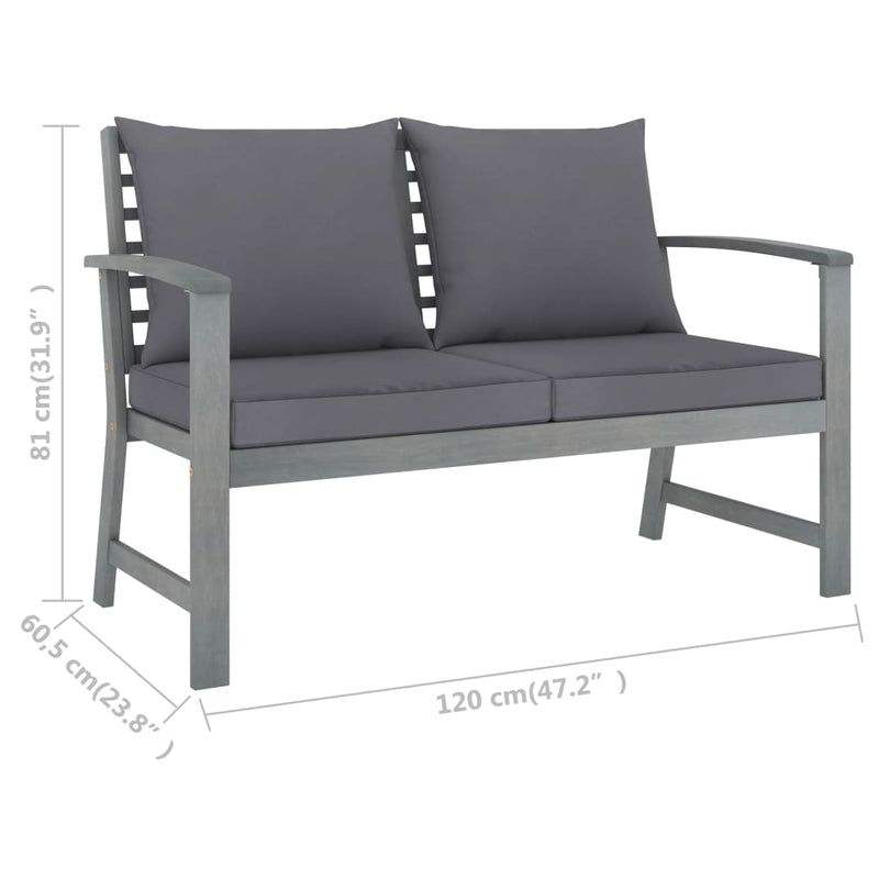 5 Piece Garden Lounge Set with Cushion Solid Acacia Wood Grey Payday Deals
