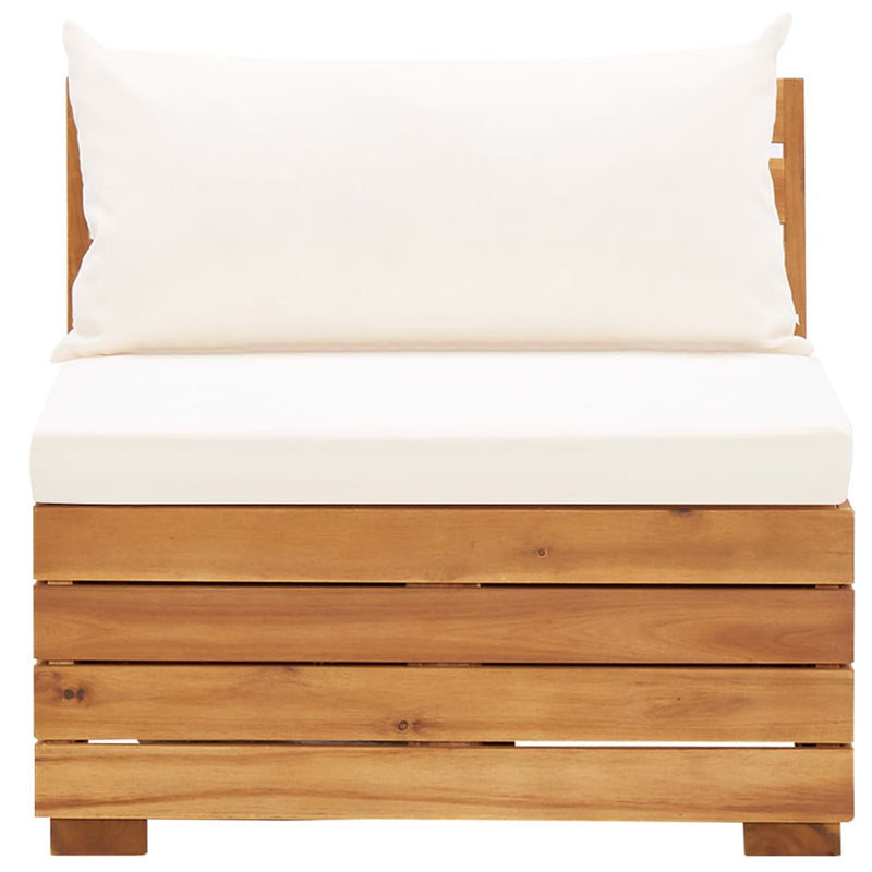 5 Piece Garden Lounge Set with Cushions Acacia Wood Cream White Payday Deals