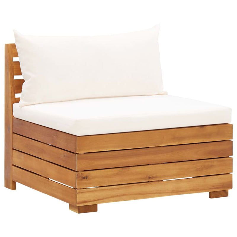 5 Piece Garden Lounge Set with Cushions Acacia Wood Cream White Payday Deals