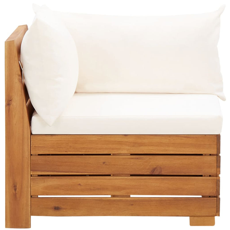 5 Piece Garden Lounge Set with Cushions Acacia Wood Cream White Payday Deals