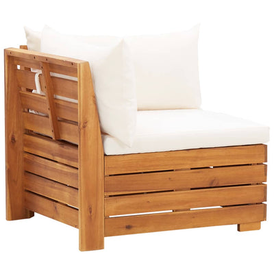 5 Piece Garden Lounge Set with Cushions Acacia Wood Cream White Payday Deals