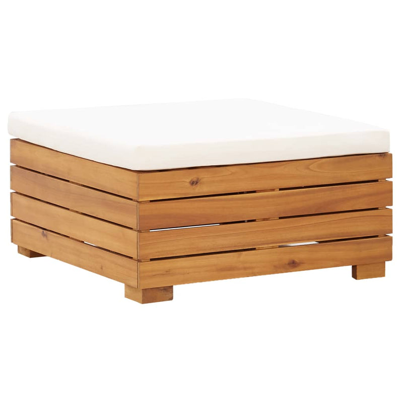 5 Piece Garden Lounge Set with Cushions Acacia Wood Cream White Payday Deals