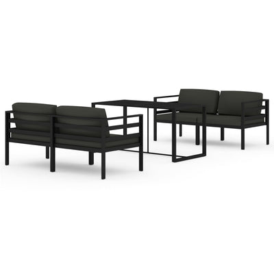 5 Piece Garden Lounge Set with Cushions Aluminium Anthracite Payday Deals