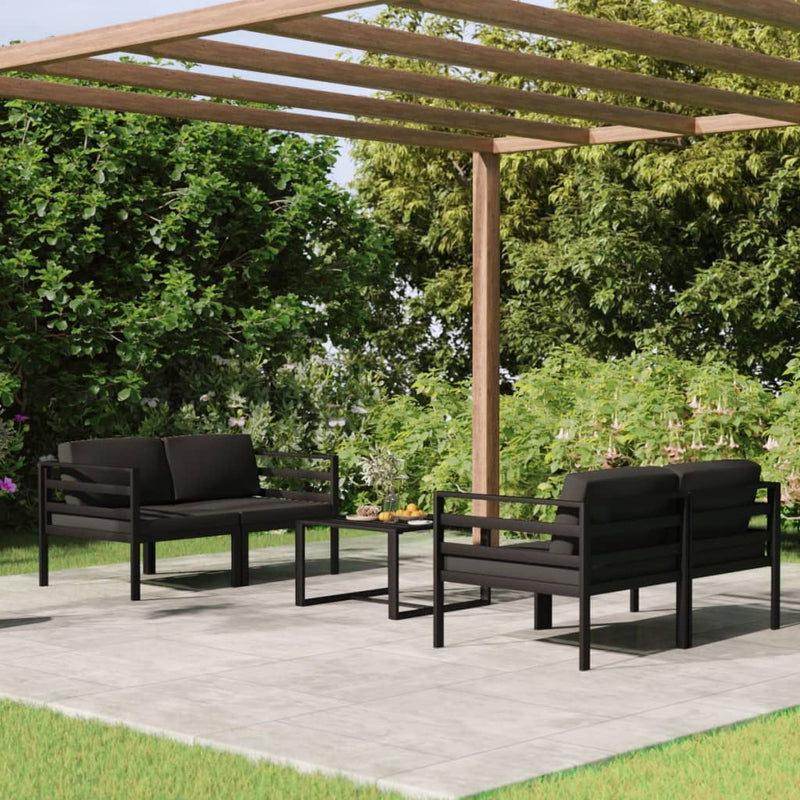 5 Piece Garden Lounge Set with Cushions Aluminium Anthracite Payday Deals