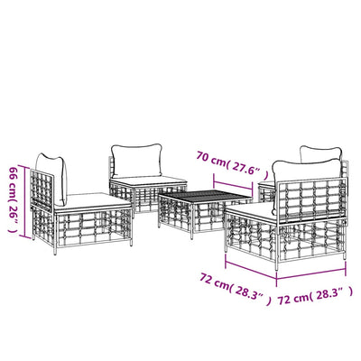 5 Piece Garden Lounge Set with Cushions Anthracite Poly Rattan Payday Deals
