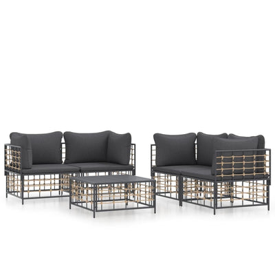 5 Piece Garden Lounge Set with Cushions Anthracite Poly Rattan Payday Deals