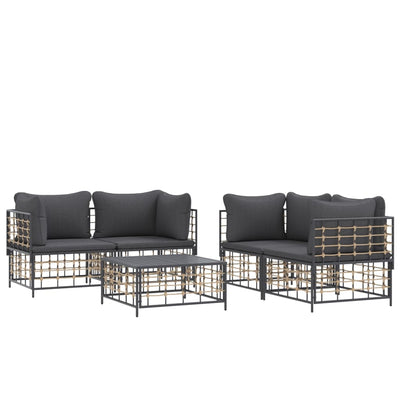 5 Piece Garden Lounge Set with Cushions Anthracite Poly Rattan Payday Deals