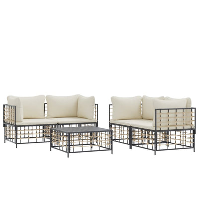5 Piece Garden Lounge Set with Cushions Anthracite Poly Rattan Payday Deals