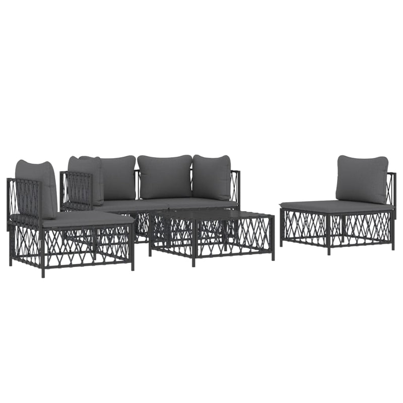 5 Piece Garden Lounge Set with Cushions Anthracite Steel Payday Deals