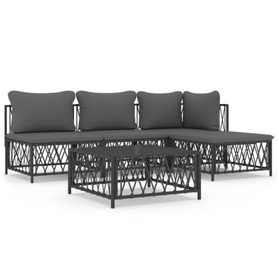 5 Piece Garden Lounge Set with Cushions Anthracite Steel Payday Deals
