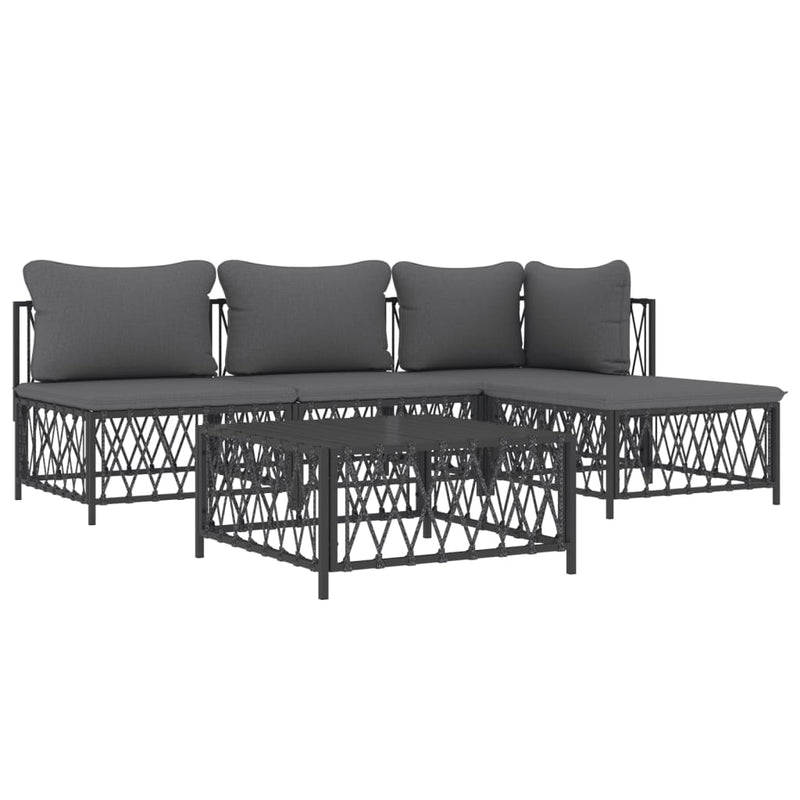 5 Piece Garden Lounge Set with Cushions Anthracite Steel Payday Deals
