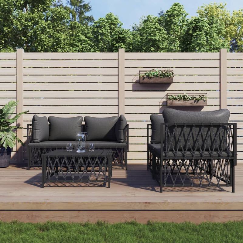 5 Piece Garden Lounge Set with Cushions Anthracite Steel Payday Deals