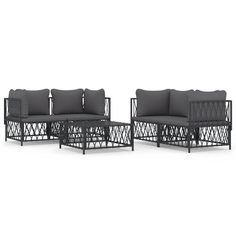 5 Piece Garden Lounge Set with Cushions Anthracite Steel Payday Deals