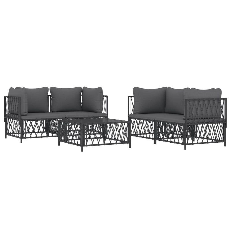 5 Piece Garden Lounge Set with Cushions Anthracite Steel Payday Deals