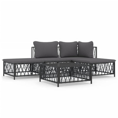 5 Piece Garden Lounge Set with Cushions Anthracite Steel Payday Deals