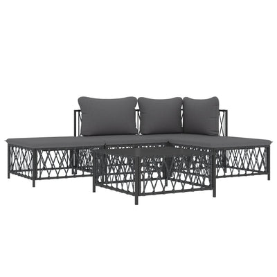 5 Piece Garden Lounge Set with Cushions Anthracite Steel Payday Deals