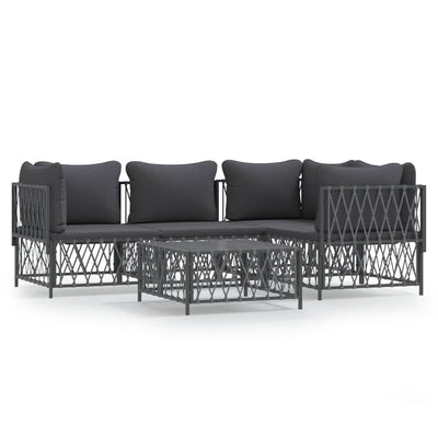 5 Piece Garden Lounge Set with Cushions Anthracite Steel Payday Deals