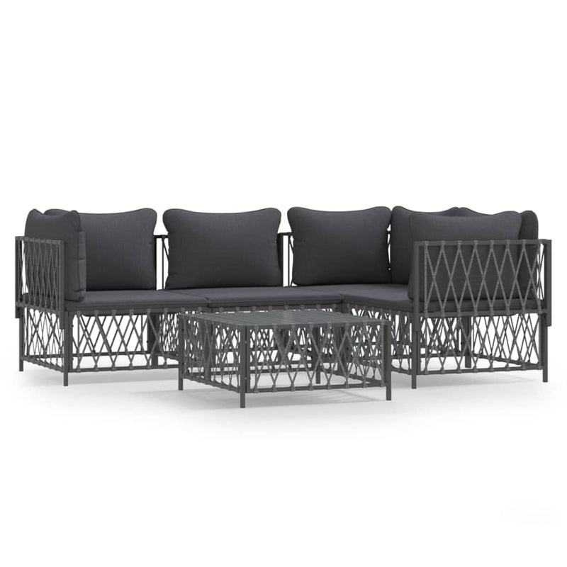 5 Piece Garden Lounge Set with Cushions Anthracite Steel Payday Deals