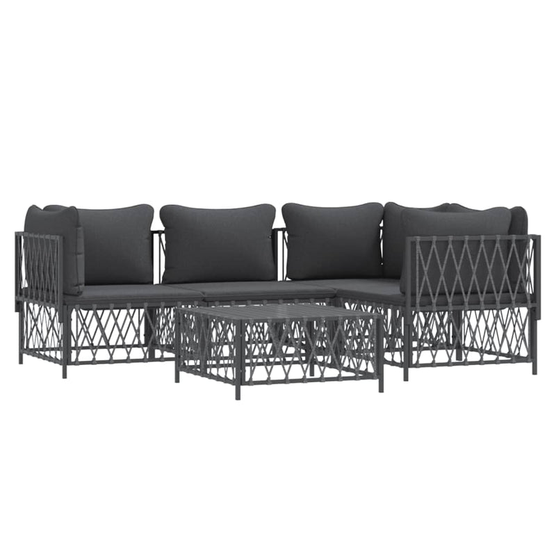 5 Piece Garden Lounge Set with Cushions Anthracite Steel Payday Deals
