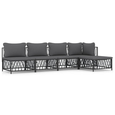 5 Piece Garden Lounge Set with Cushions Anthracite Steel Payday Deals