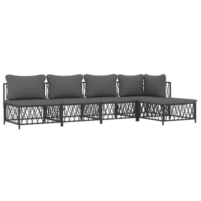 5 Piece Garden Lounge Set with Cushions Anthracite Steel Payday Deals